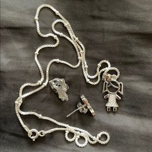 Silver little girl necklace